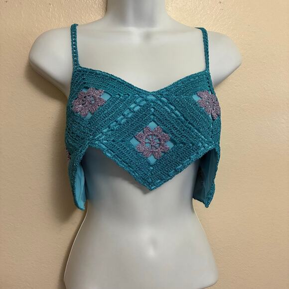 NWT! LisaMaree The 'Right Here Now' 2 Piece Crochet Set In Turquoise Size S - Picture 6 of 15